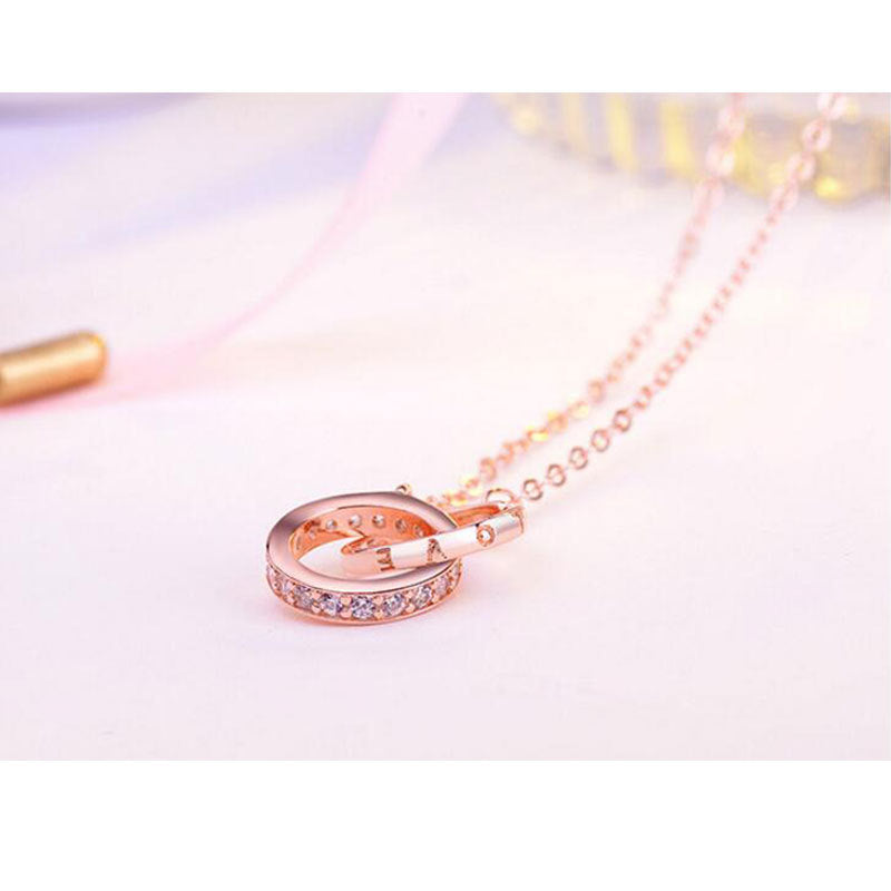 Double Ring Necklace Female Zircon Jewelry/Accessories