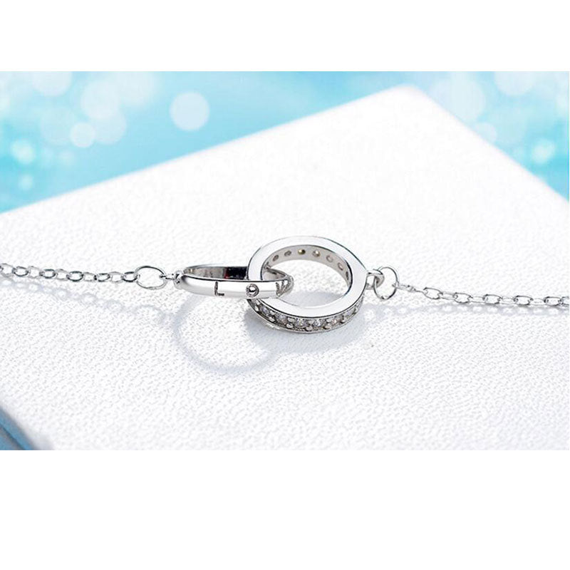 Double Ring Necklace Female Zircon Jewelry/Accessories