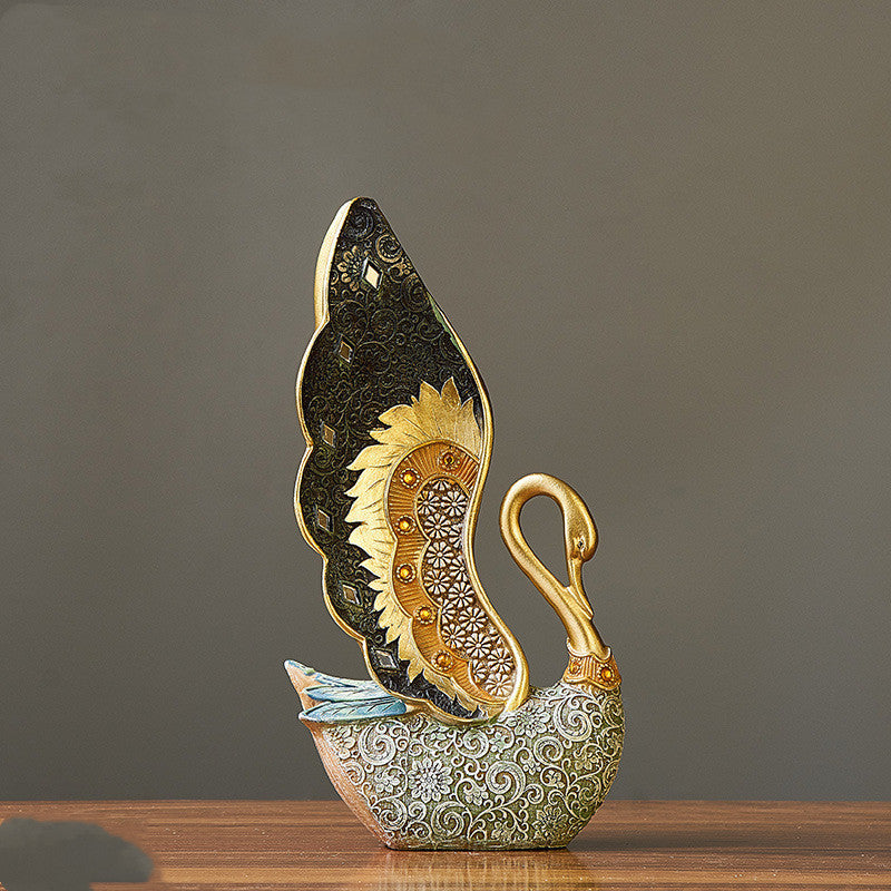 Wine Cabinet TV Cabinet Desktop Swan Resin Crafts Furnishings