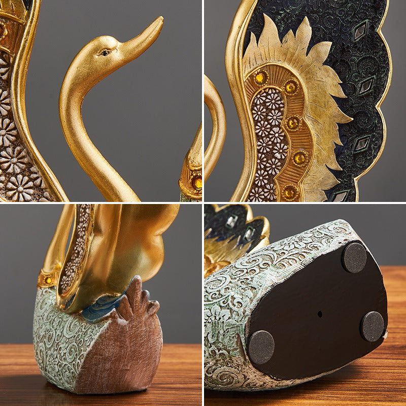 Wine Cabinet TV Cabinet Desktop Swan Resin Crafts Furnishings