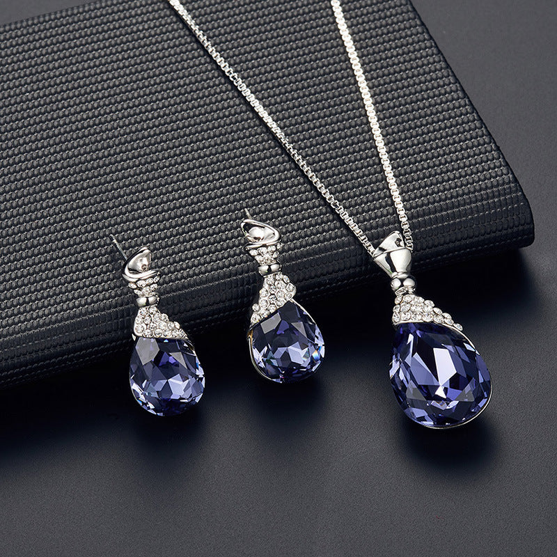 Alloy Plating Necklace Earrings Set Jewelry Set With Rhinestone Wedding Jewelry/Accessories