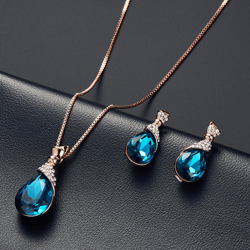 Alloy Plating Necklace Earrings Set Jewelry Set With Rhinestone Wedding Jewelry/Accessories