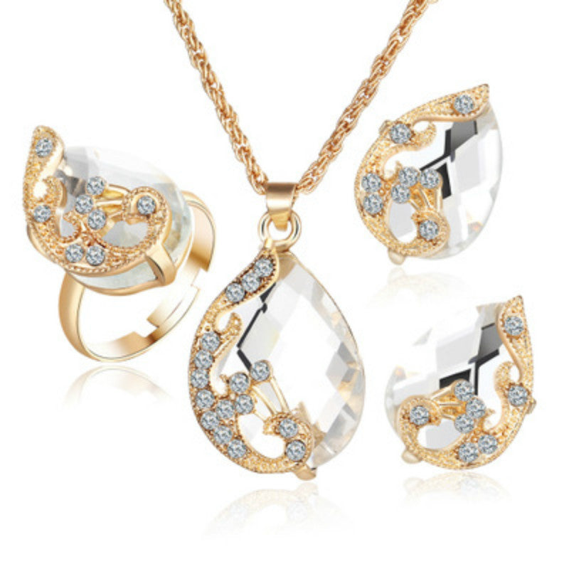 Alloy Plating Necklace Earrings Set Jewelry Set With Rhinestone Wedding Jewelry/Accessories