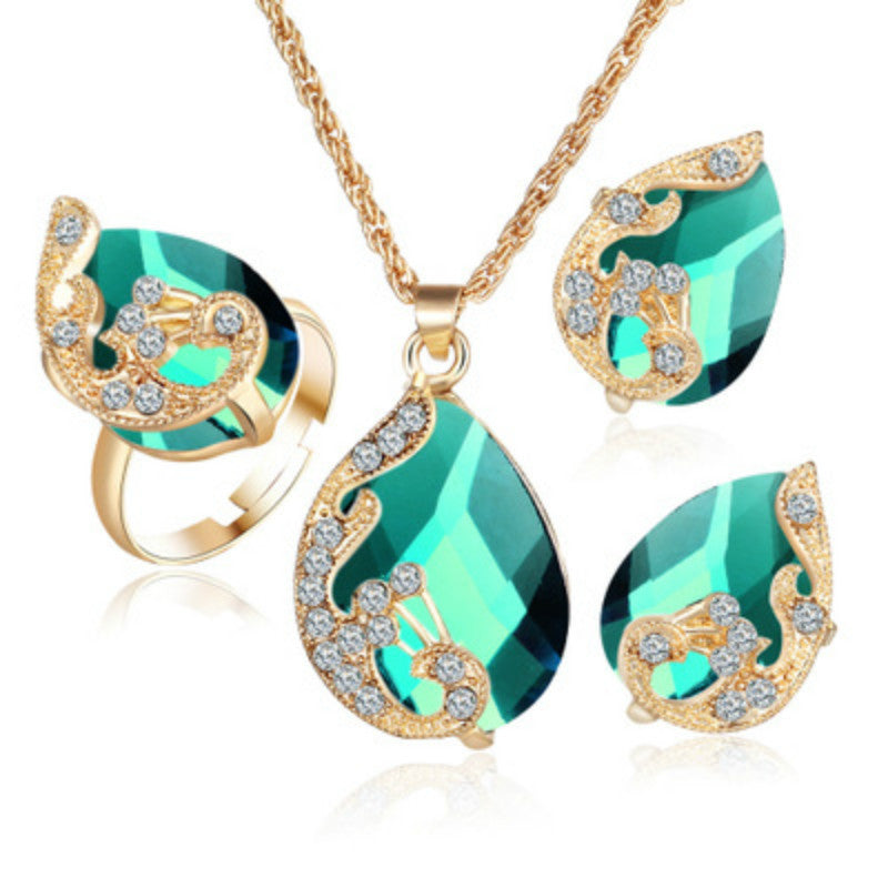 Alloy Plating Necklace Earrings Set Jewelry Set With Rhinestone Wedding Jewelry/Accessories