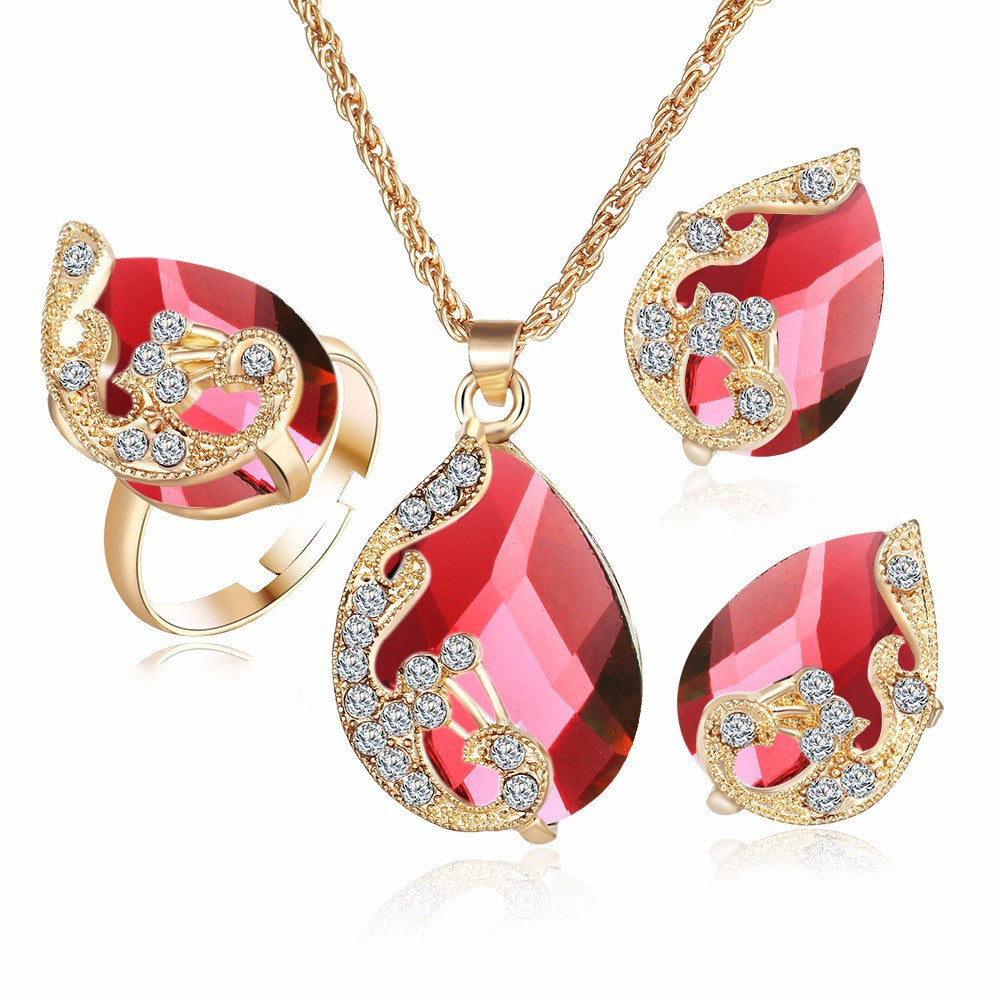 Alloy Plating Necklace Earrings Set Jewelry Set With Rhinestone Wedding Jewelry/Accessories