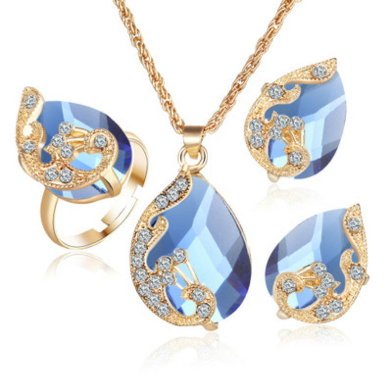 Alloy Plating Necklace Earrings Set Jewelry Set With Rhinestone Wedding Jewelry/Accessories