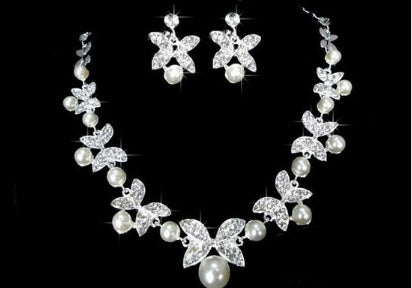 Butterfly Bridal Jewelry Set Chain Pearl Jewelry Three Piece Bridal Soft Chain Headdress Bridal Jewelry Set Jewelry/Accessories