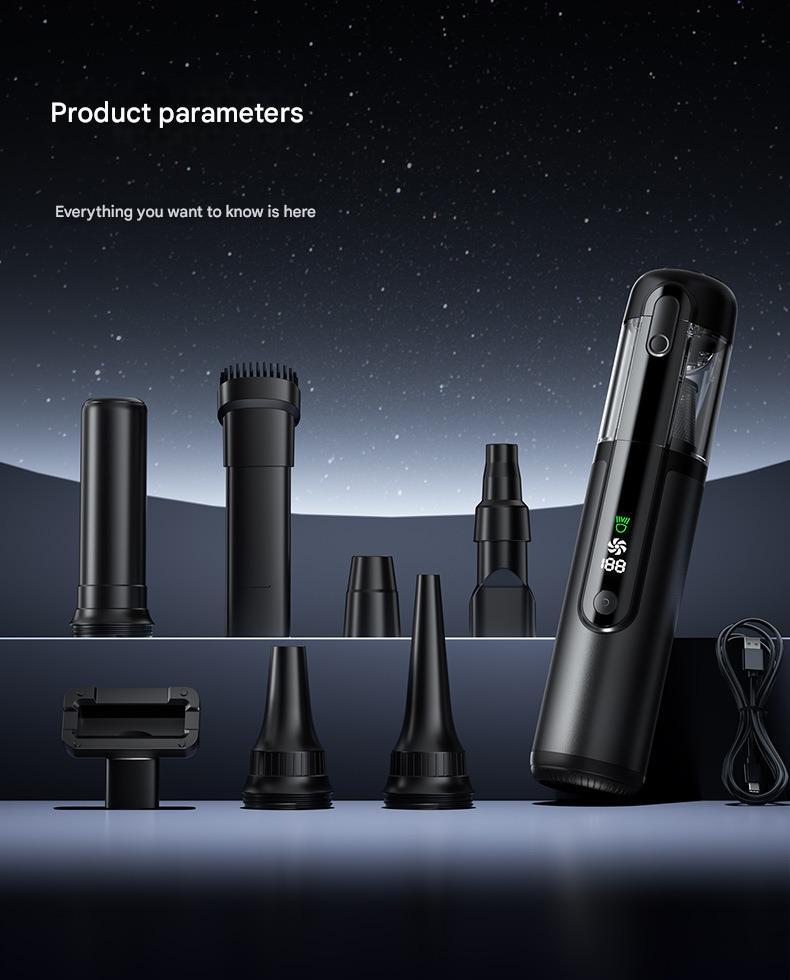 Green Light Dust-Detecting Handheld Car Vacuum Cleaner Wireless High-Suction Compact Portable Car Vacuum Cleaner For Vehicles Appliances Home Essentials