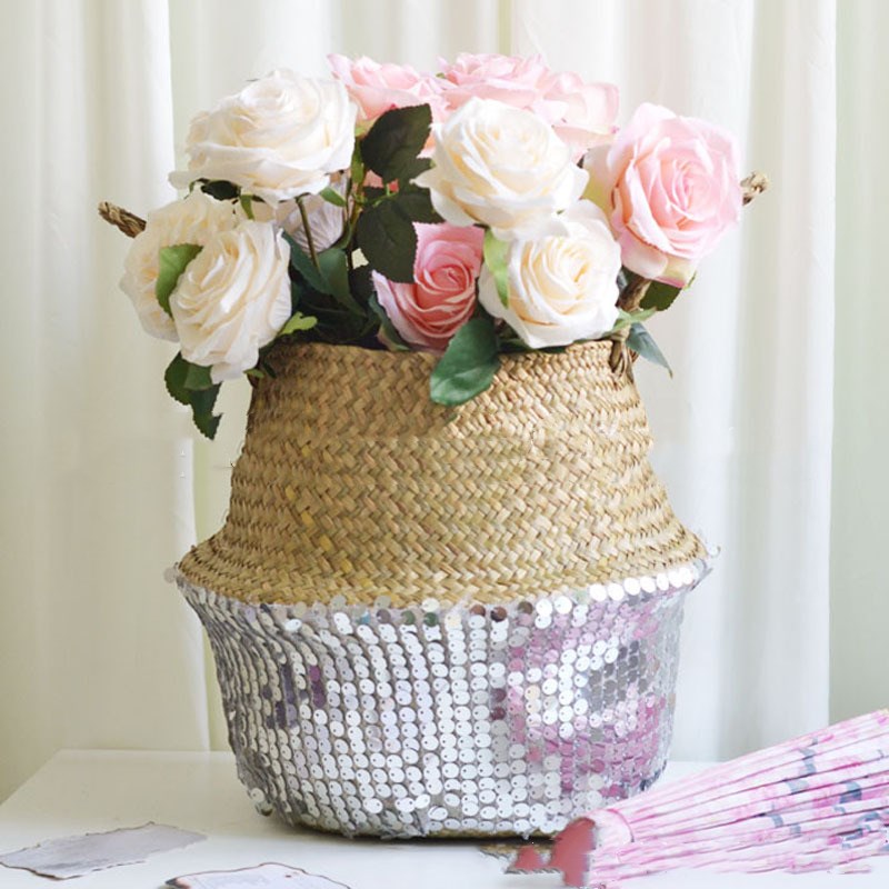 Straw folding basket furnishing household items Home Ornaments