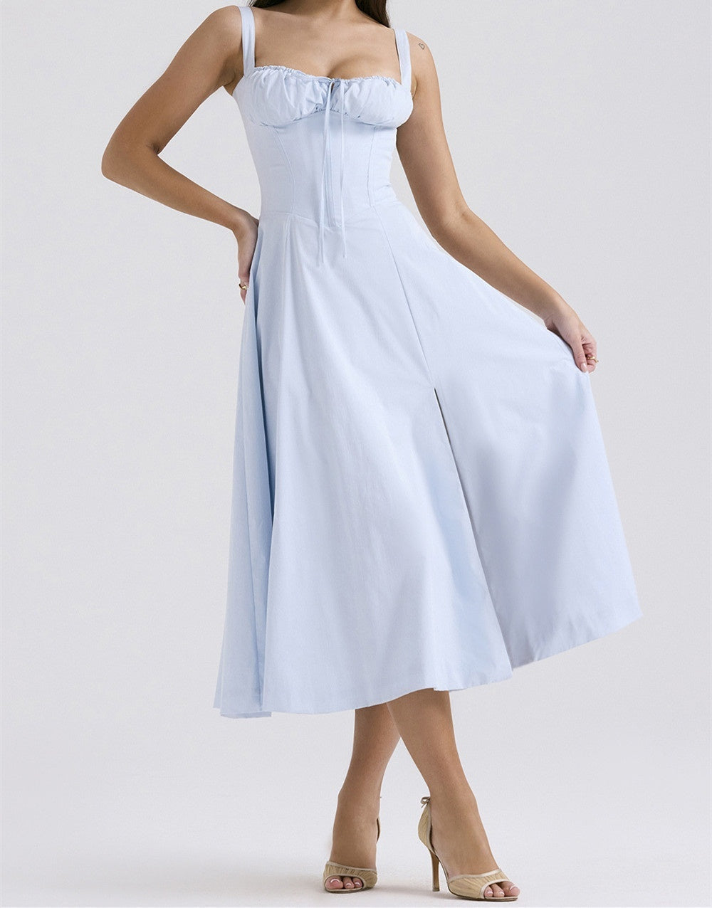 Mid-length Corset Elegant Slit Lace-up Women's Outing Leisure Dress Women's Garments Apparel / Clothing
