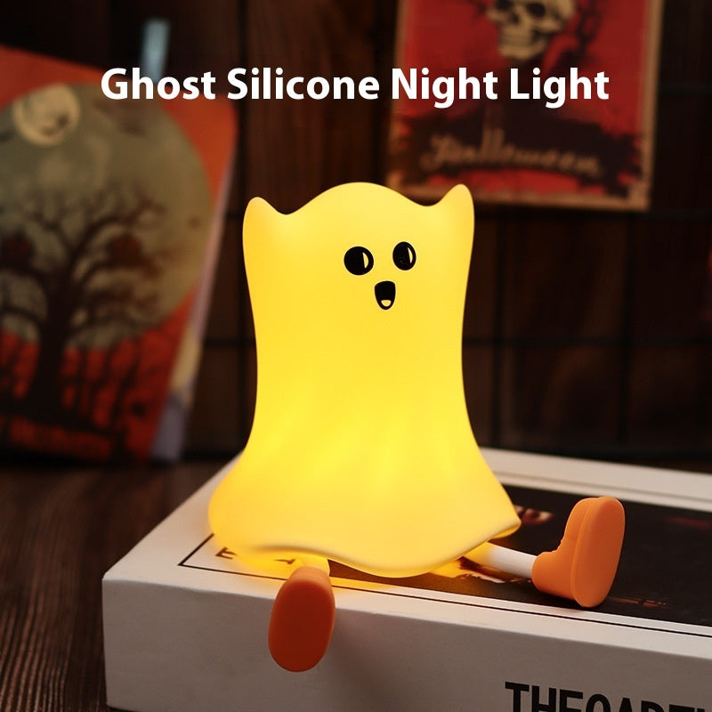 Halloween Silicone Ghost Shaped Bedside Lamp With Touch Control Soft Glow For Water-resistant Decoration Home Ornaments