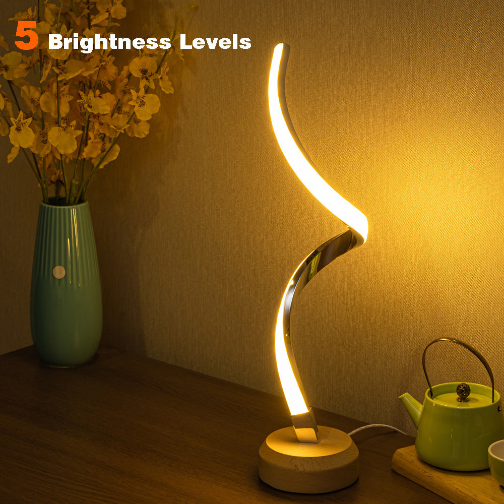 LED Spiral Table Lamp Modern Curved Desk Bedside Lamp Dimmable Warm White Night Light For Living Room And Bedroom Lighting Home Essentials