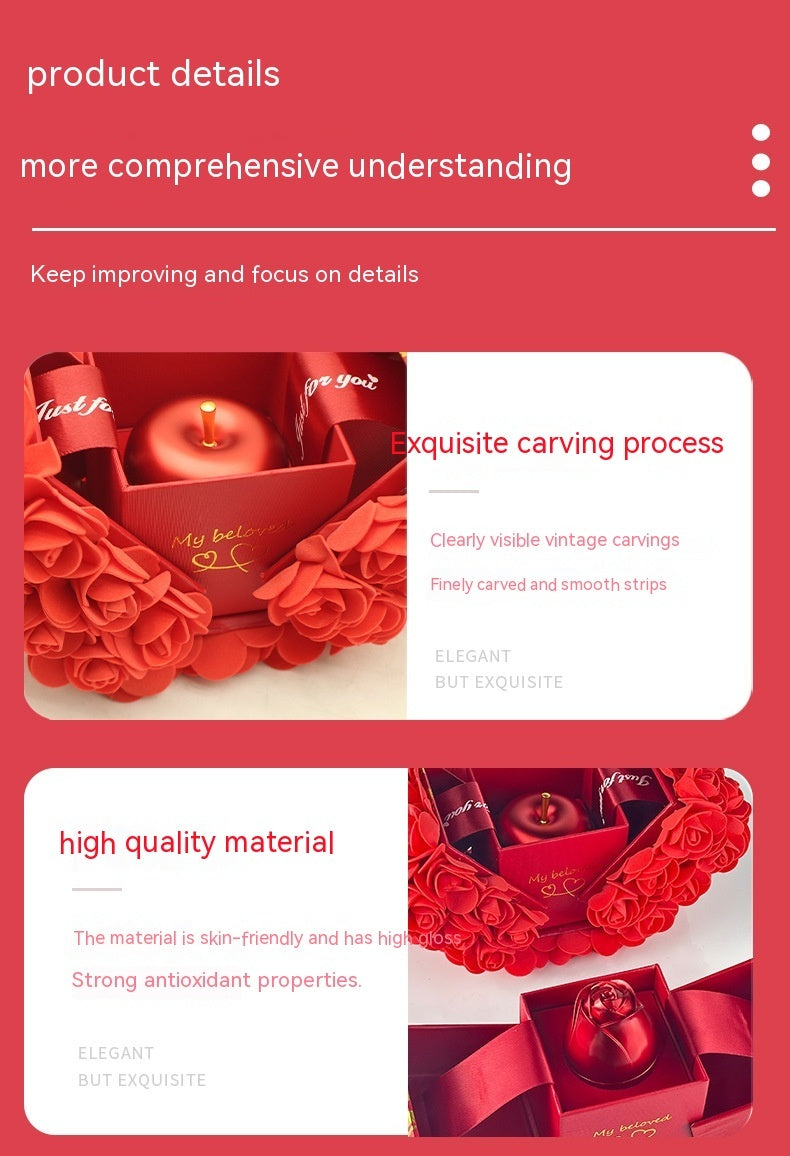 Soap Rose Gift Box with Crystal Pendant Necklace – Eternal Flower Jewelry Box Set – Perfect Gift for Any Occasion: Wedding, Birthday, Anniversary & More Jewelry/Accessories