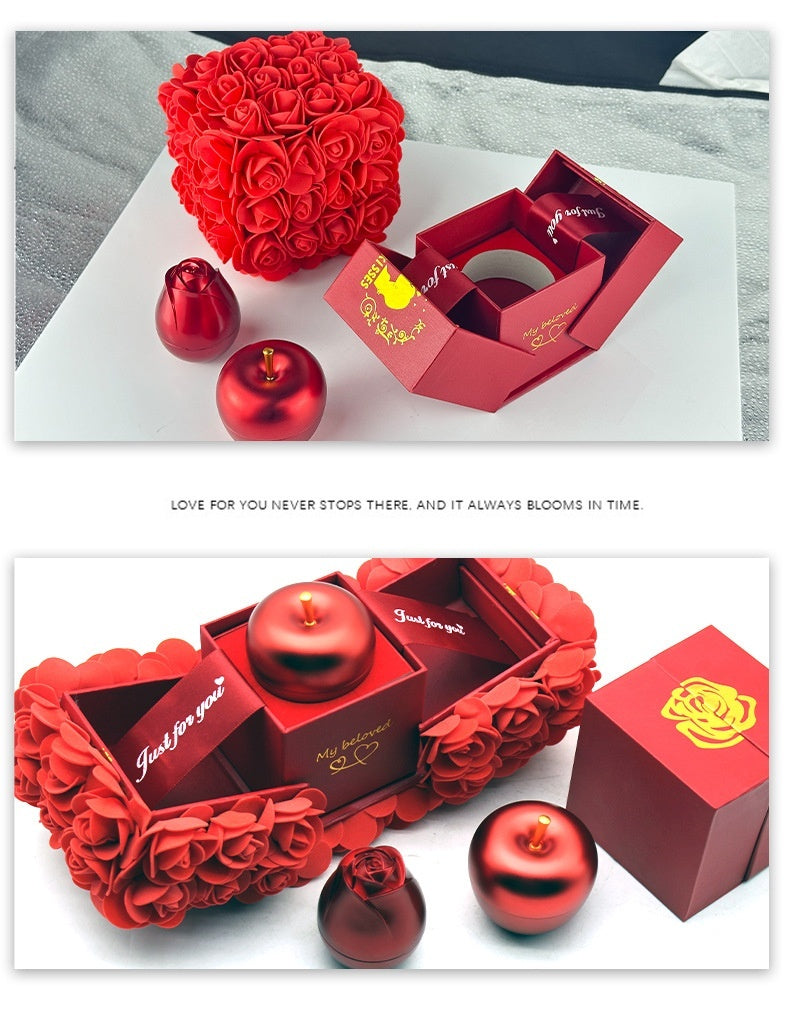 Soap Rose Gift Box with Crystal Pendant Necklace – Eternal Flower Jewelry Box Set – Perfect Gift for Any Occasion: Wedding, Birthday, Anniversary & More