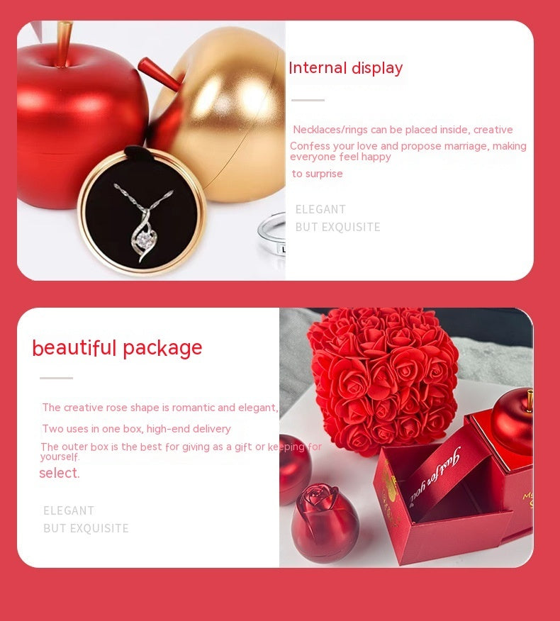 Soap Rose Gift Box with Crystal Pendant Necklace – Eternal Flower Jewelry Box Set – Perfect Gift for Any Occasion: Wedding, Birthday, Anniversary & More