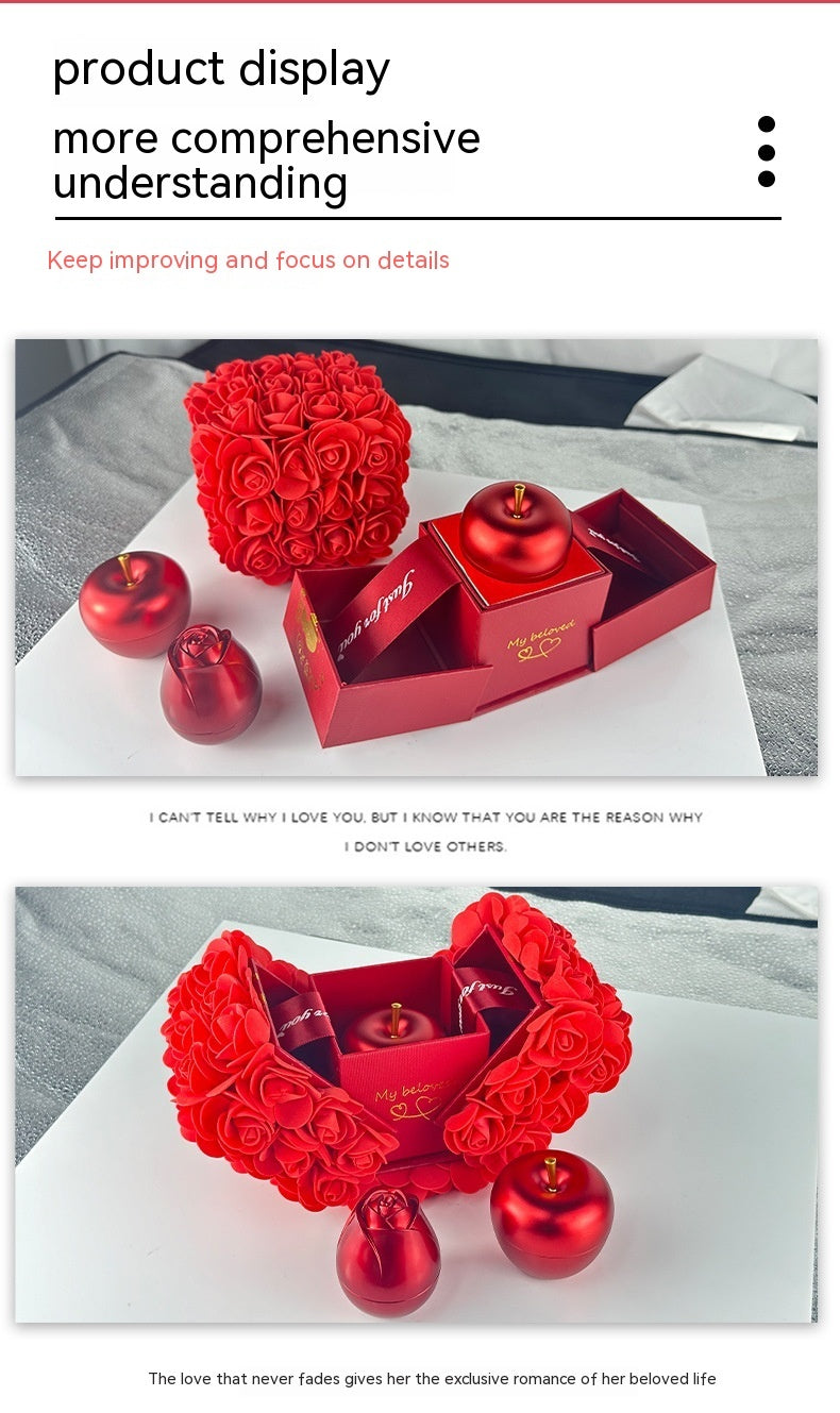 Soap Rose Gift Box with Crystal Pendant Necklace – Eternal Flower Jewelry Box Set – Perfect Gift for Any Occasion: Wedding, Birthday, Anniversary & More