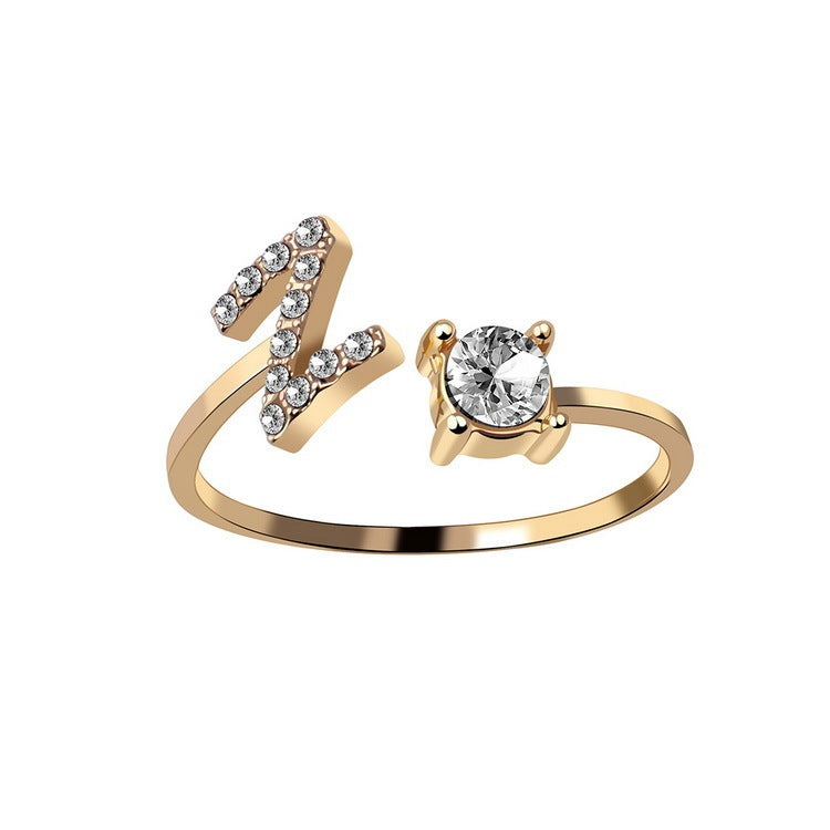 New Design Adjustable 26 Initial Letter Ring Fashion Jewelry For Women Simple Elegant Jewelry Exquisite Rings /Jewelry & Accessories