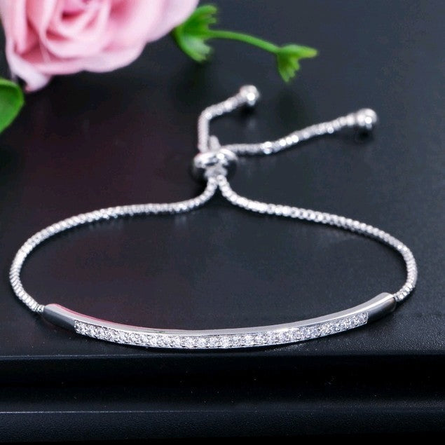 Single row curved bracelet with zircon and diamonds Jewelry/Accessories