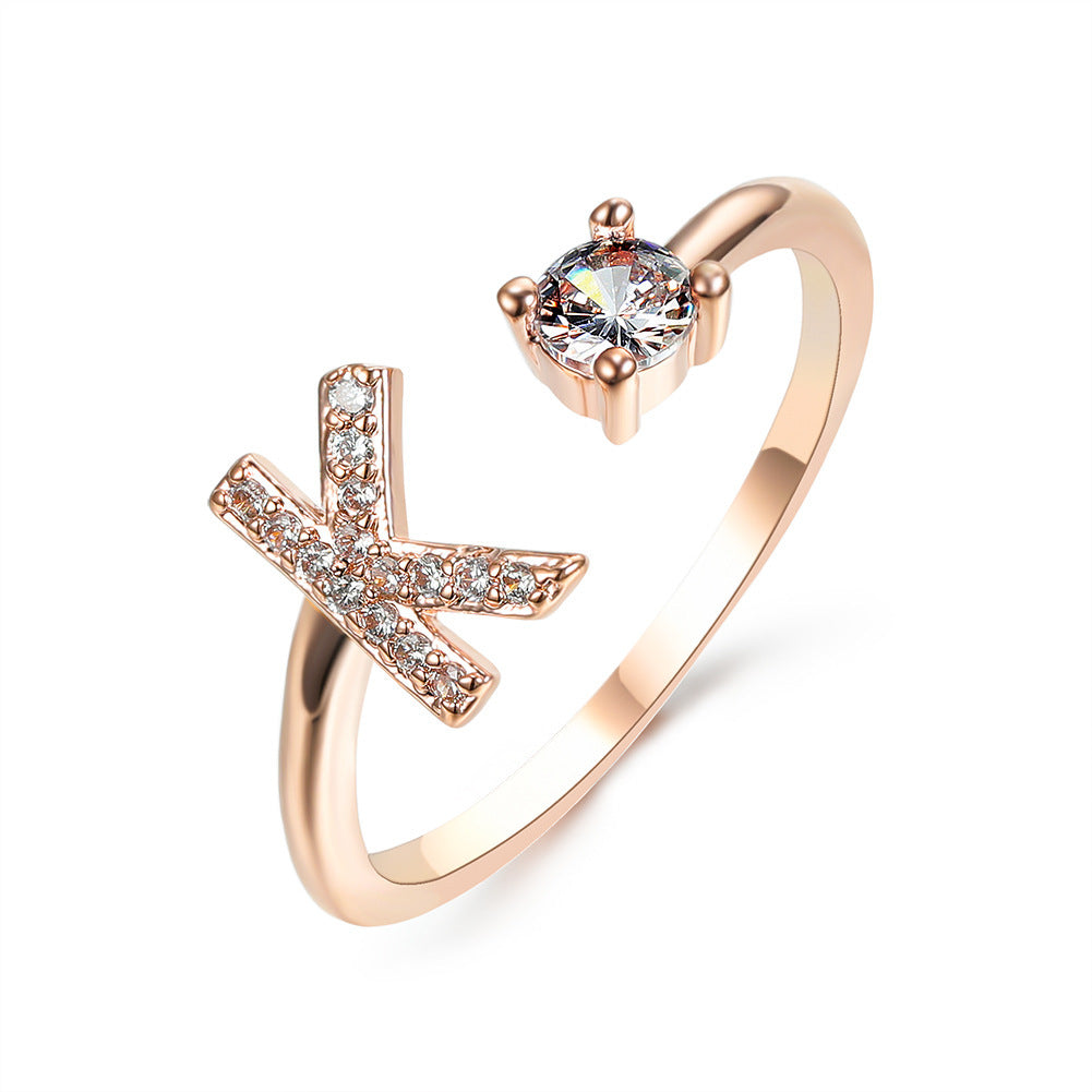 New Design Adjustable 26 Initial Letter Ring Fashion Jewelry For Women Simple Elegant Jewelry Exquisite Rings /Jewelry & Accessories