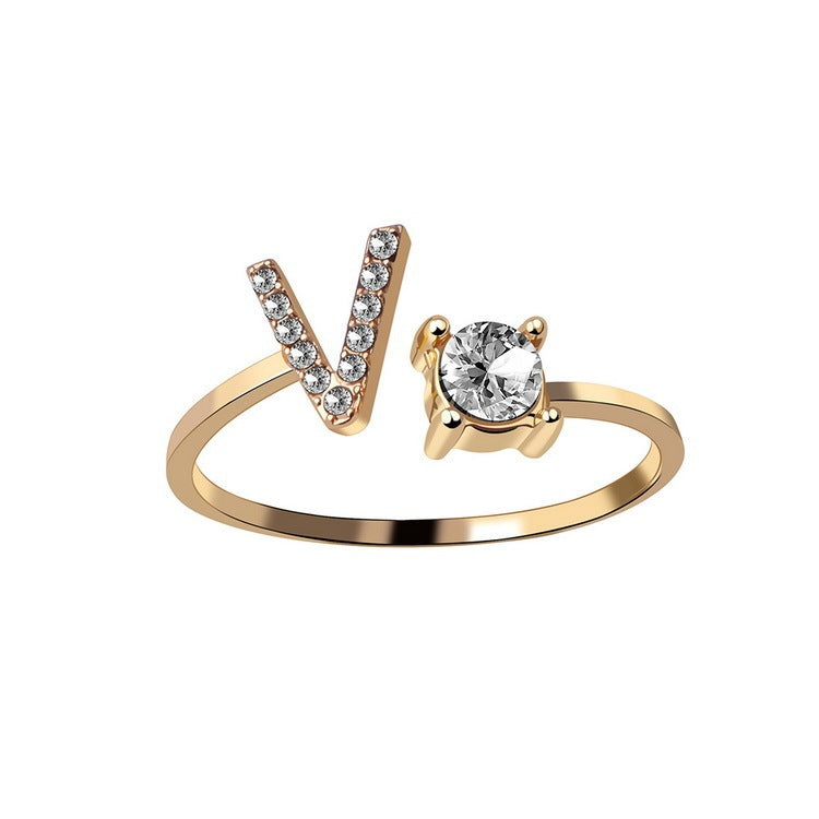 New Design Adjustable 26 Initial Letter Ring Fashion Jewelry For Women Simple Elegant Jewelry Exquisite Rings /Jewelry & Accessories