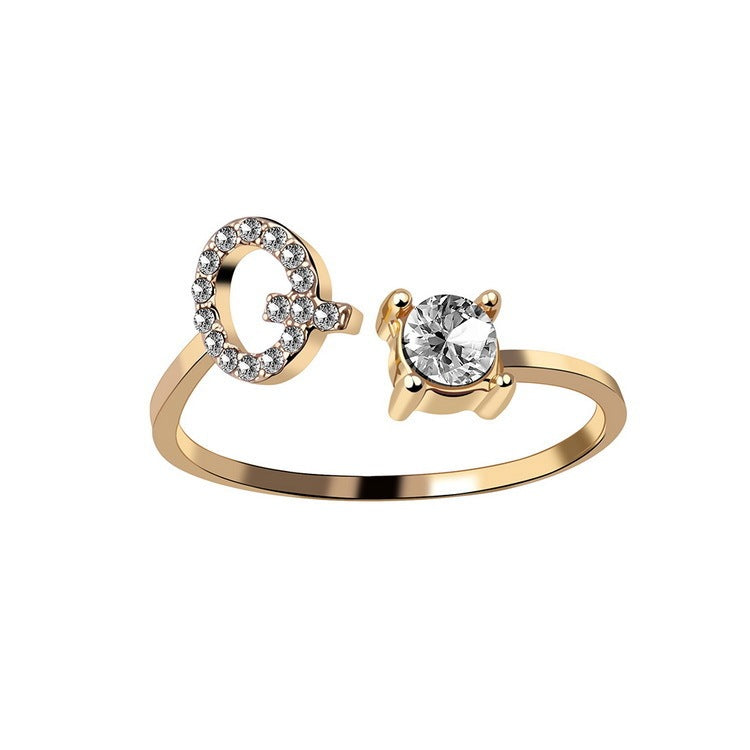New Design Adjustable 26 Initial Letter Ring Fashion Jewelry For Women Simple Elegant Jewelry Exquisite Rings /Jewelry & Accessories