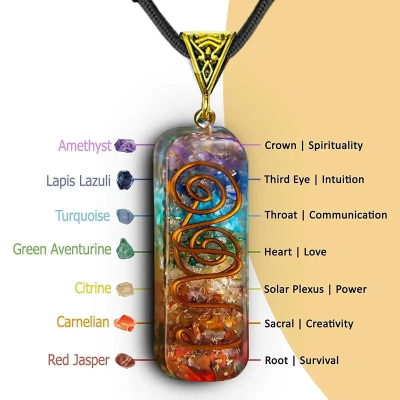 Retro Reiki Healing Energy Crystal Pendant Natural Stone For Yoga Meditation Spiritual 7 Chakra Jewelry Necklace Amulet Jewelry/Accessories