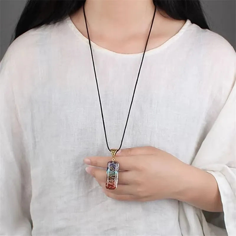 Retro Reiki Healing Energy Crystal Pendant Natural Stone For Yoga Meditation Spiritual 7 Chakra Jewelry Necklace Amulet Jewelry/Accessories