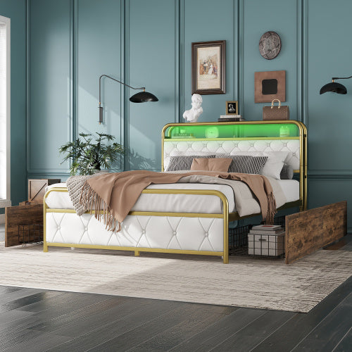Bedside Table With Metal Drawers