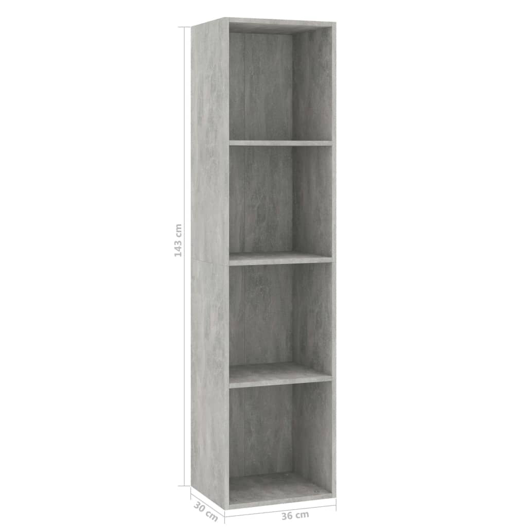 vidaXL Book Cabinet/TV Cabinet Concrete Grey 36x30x143 cm Engineered Wood