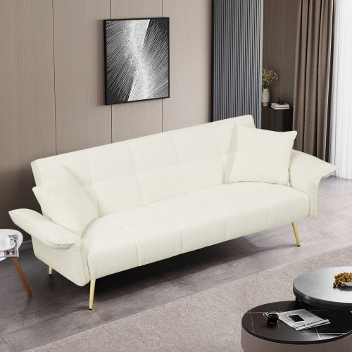 70.1 Inches Futon Sofa Bed, Convertible Double Sofa Bed With Folding Armrests For Living Rooms And Small Spaces