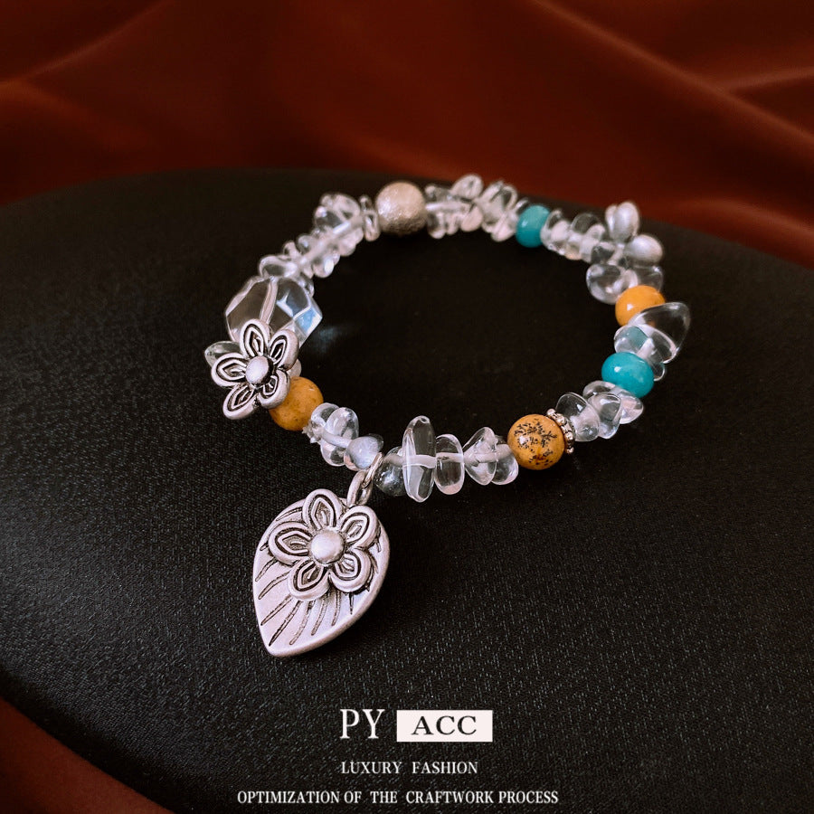 Retro Ethnic Style Gravel Flower Bracelet Fashion Personality High Sense Bracelet Artisan Bracelet For Women Jewelry & Accessories