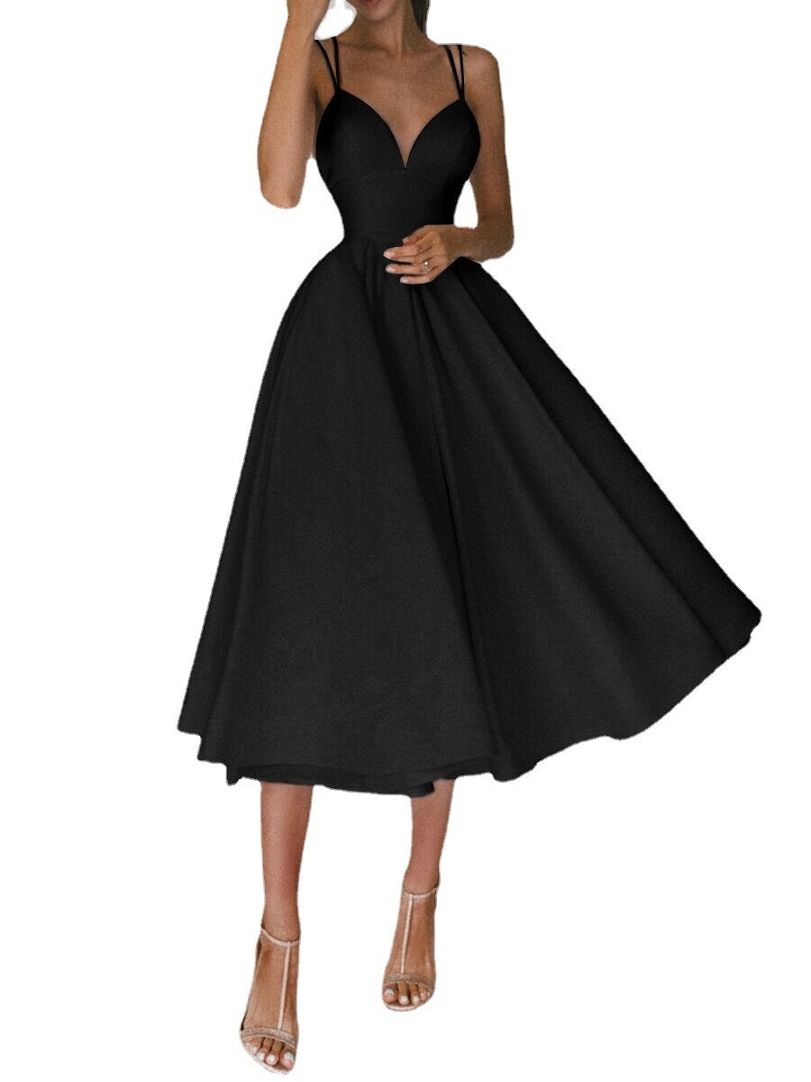Sexy V-neck Suspender Dress Summer Fashion A-Line Long Dresses For Women's Garments Apparel / Clothing