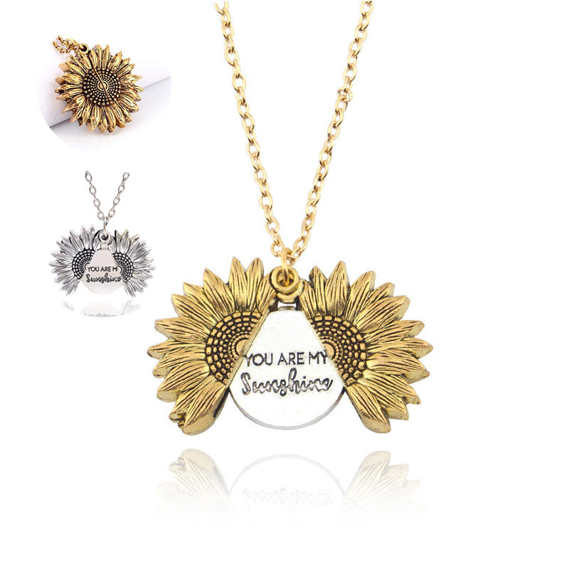 You Are My Sunshine Sunflower Necklace Women Men Jewelry/Accessories