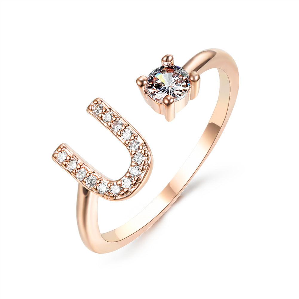 New Design Adjustable 26 Initial Letter Ring Fashion Jewelry For Women Simple Elegant Jewelry Exquisite Rings /Jewelry & Accessories