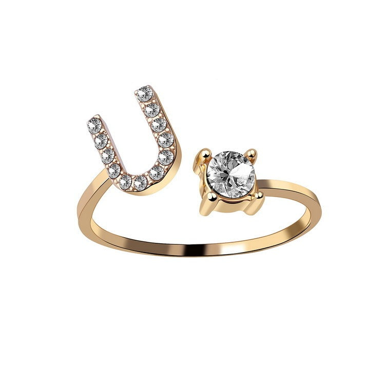 New Design Adjustable 26 Initial Letter Ring Fashion Jewelry For Women Simple Elegant Jewelry Exquisite Rings /Jewelry & Accessories