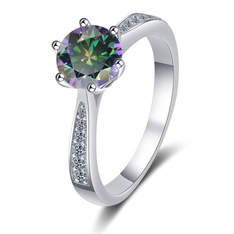 Moissanite Ring Classic Six-claw Crown S925 Sterling Silver Jewelry & Accessories