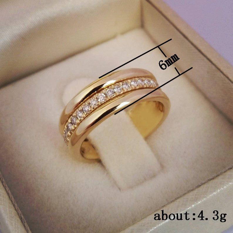 Simple Golden Sliver Rhinestones Ring Copper Plated Exquisite RIngs Fashion Jewellery & Accessories