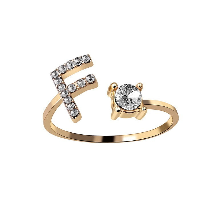 New Design Adjustable 26 Initial Letter Ring Fashion Jewelry For Women Simple Elegant Jewelry Exquisite Rings /Jewelry & Accessories