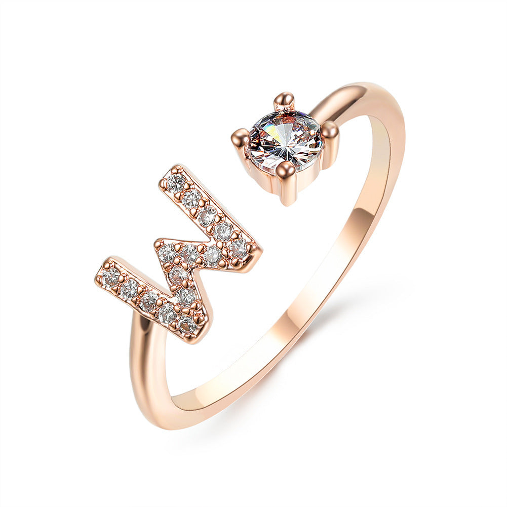 New Design Adjustable 26 Initial Letter Ring Fashion Jewelry For Women Simple Elegant Jewelry Exquisite Rings /Jewelry & Accessories