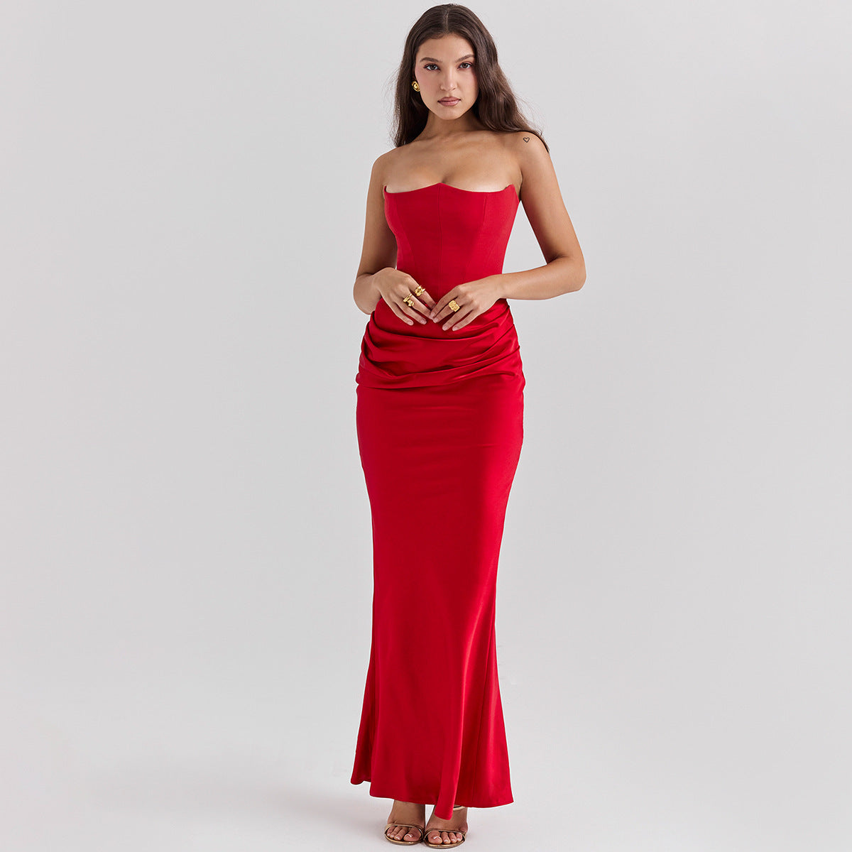 Slim Tube Top Long Dress Sexy Fashion Bandeau Backless Party Evening Dresses For Women Clothing Women's Garments Apparel / Clothing