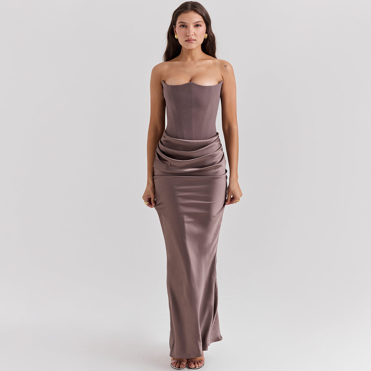 Slim Tube Top Long Dress Sexy Fashion Bandeau Backless Party Evening Dresses For Women Clothing Women's Garments Apparel / Clothing
