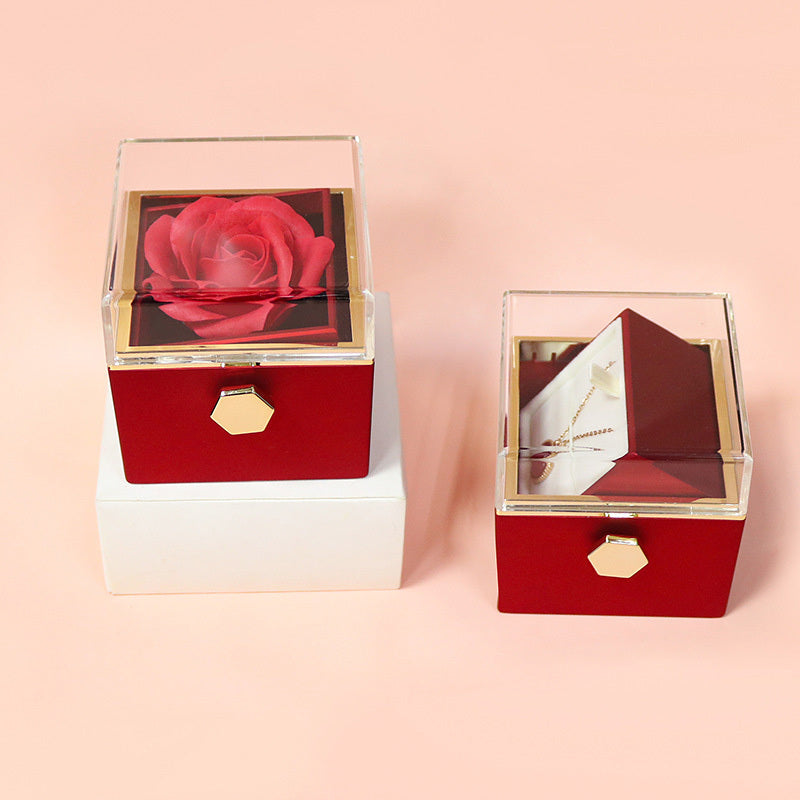 Rotating Soap Flower Rose Gift Box - Creative Rotating Rose Jewelry Packaging Box - Perfect Gift for Any Occasion