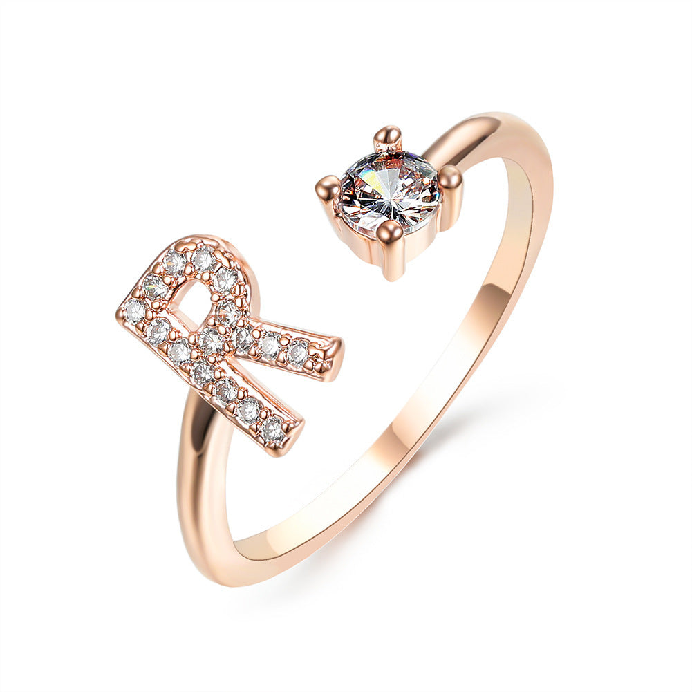 New Design Adjustable 26 Initial Letter Ring Fashion Jewelry For Women Simple Elegant Jewelry Exquisite Rings /Jewelry & Accessories