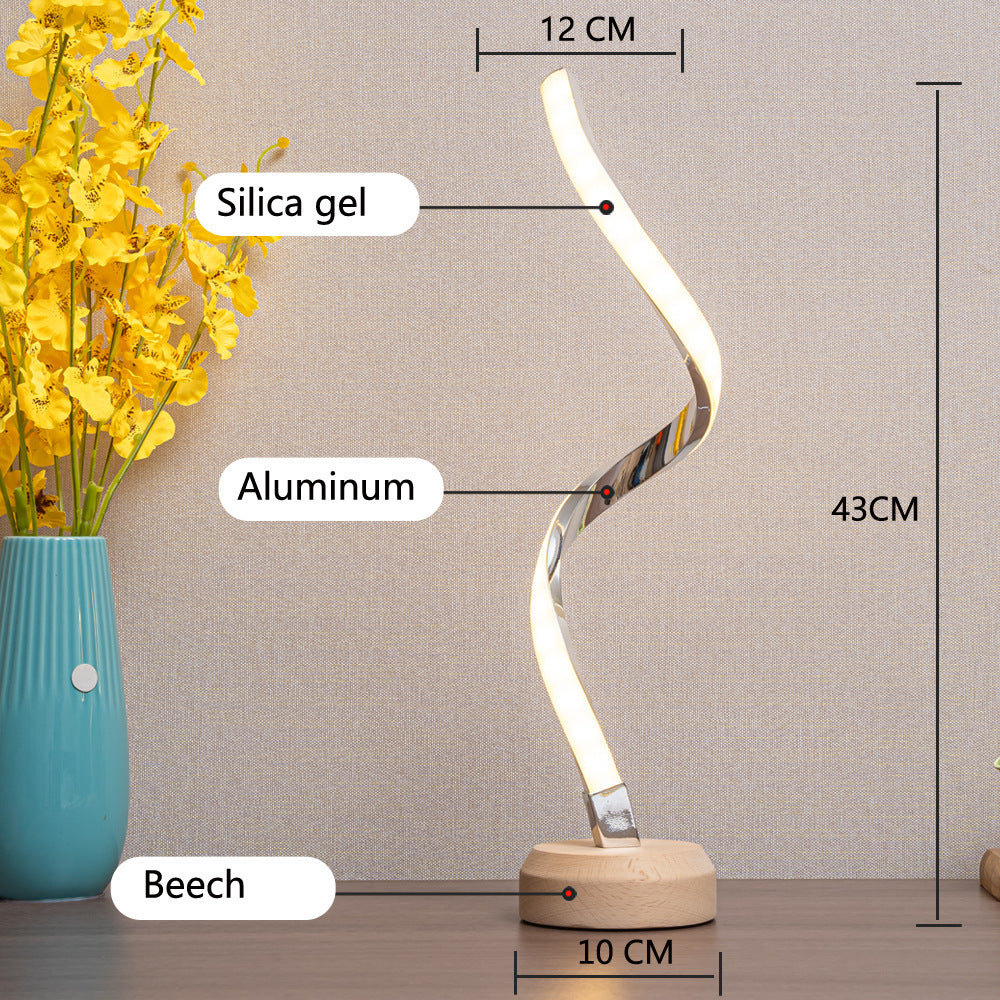 LED Spiral Table Lamp Modern Curved Desk Bedside Lamp Dimmable Warm White Night Light For Living Room And Bedroom Lighting Home Essentials
