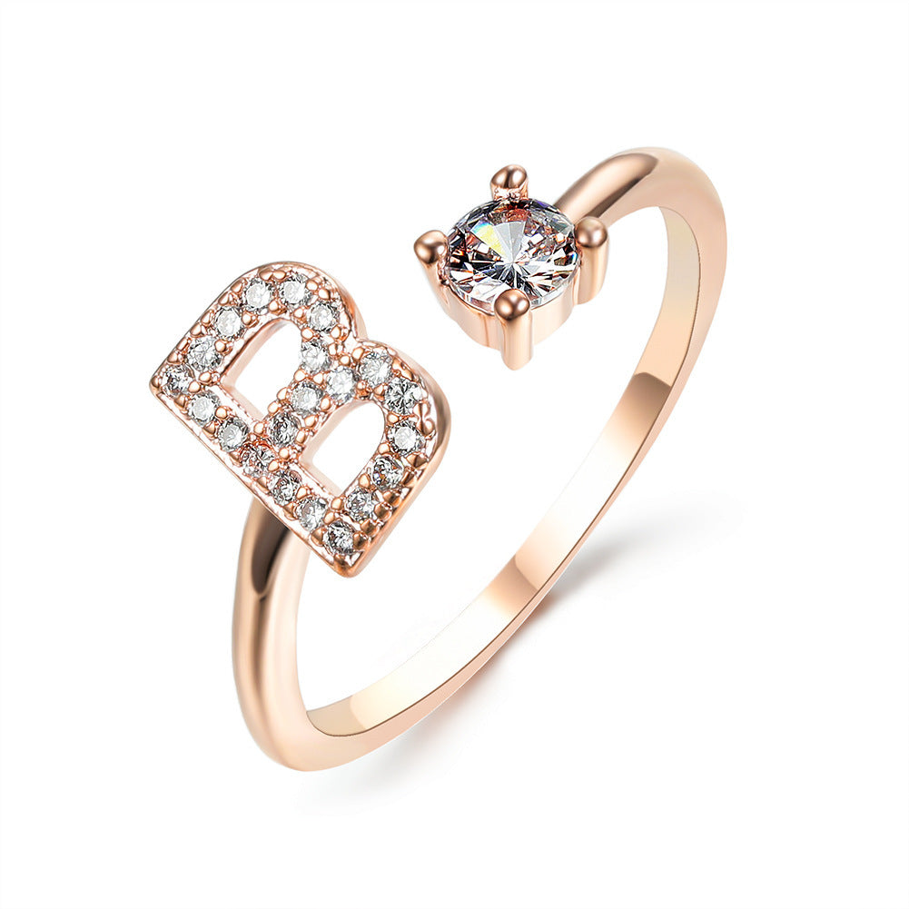 New Design Adjustable 26 Initial Letter Ring Fashion Jewelry For Women Simple Elegant Jewelry Exquisite Rings /Jewelry & Accessories