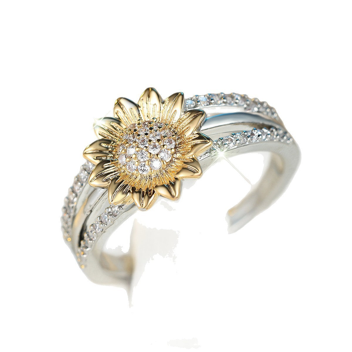Sunflower Full Diamond Fashion Ring For Women Exquisite Rings /Jewelry & Accessories