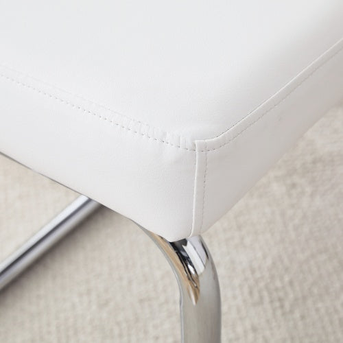 White Shoe Changing Stool, Silver Metal Legs, Sofa Stool Dining Chair, Suitable For Bedroom ,fitting Room, Storage Room, Dining Room, Living Room. 005