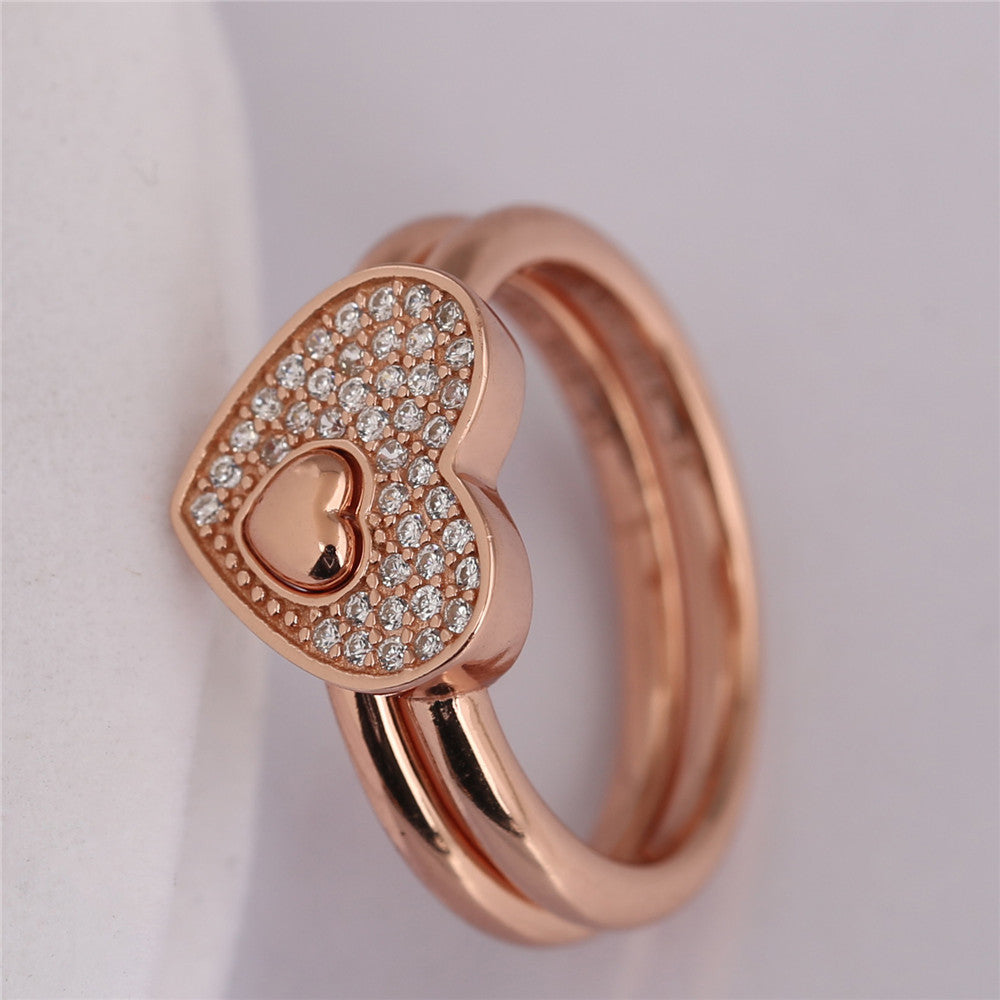 Flashing Electric Gold Puzzle Heart Ring