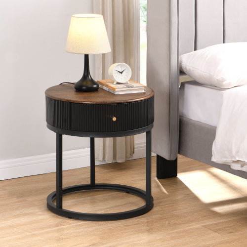 Round Bedside Table With Drawers Furniture