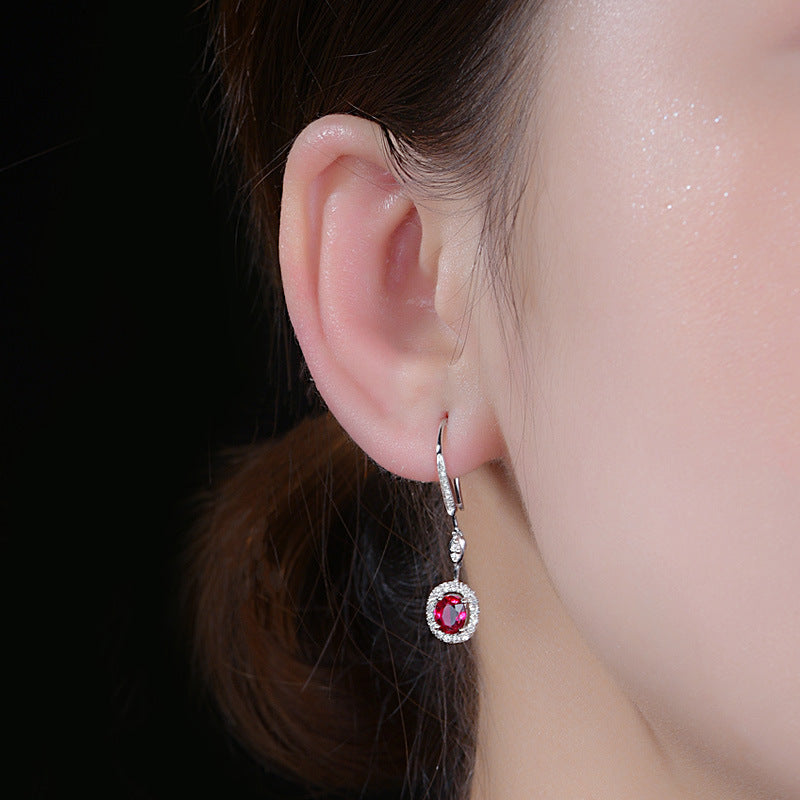 Real Sapphire Colored Gems Long Earrings Jewelry/Accessories
